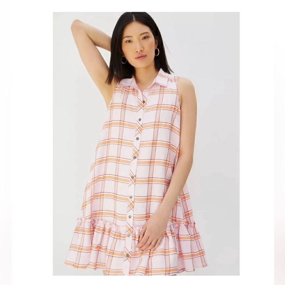 Maeve Anthropologie Sz XS Flounced Hem Sleeveless Mini Dress POCKETS